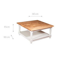 Tavolino da fumo  Country in legno massello di tiglio finitura noce 90x90x45 cm 2
