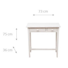 Tavolino consolle Country in legno massello di tiglio finitura bianca anticata 73x36x75 cm 2