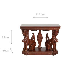 Consolle in legno massiccio finitura noce 114x49x81 cm 2