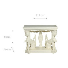 Consolle in legno massiccio finitura bianca anticata L114xPR49xH81 cm 2