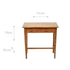 Tavolino consolle Country in legno massello di tiglio finitura noce 73x36x75 cm 2