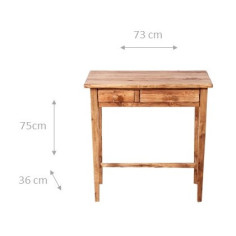 Mesa consola country em madeira maciça de limão, acabamento natural 73x36x75 cm 2