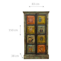 Stipo in legno massiccio dipinto a mano L83xPR38xH150 cm 2