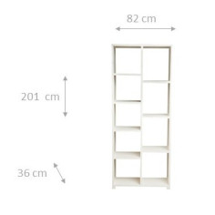 Libreria in legno massello di tiglio finitura bianca anticata 82x36x201 cm 2
