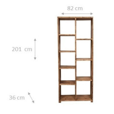 Libreria in legno massello di tiglio finitura naturale 82x36x201 cm 2