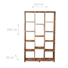 Libreria in legno massello di tiglio finitura naturale 121x36x200 cm 2