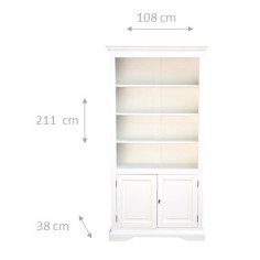 Estante em madeira maciça de limão com acabamento branco antigo 108x38x211 cm - Biscottini.it 2