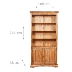 Libreria in legno massello di tiglio finitura naturale 108x38x211 cm 2