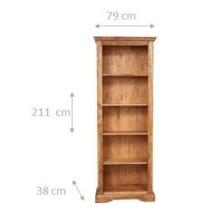 Libreria Country in legno massello di tiglio finitura naturale 79x38x211 cm 2