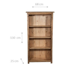 Piccola libreria Country in legno massello di tiglio finitura naturale 68x25x130 cm 2