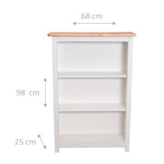 Piccola libreria Country in legno massello di tiglio struttura bianca anticata piano finitura naturale 68x25x98 cm 2