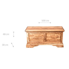 Cassapanca Country in legno massello di tiglio finitura naturale 100x38x48 cm 2