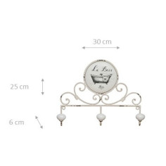 Appendino da muro  "Le Bain" in ferro battuto finitura bianca anticata 30x6x25 cm 2