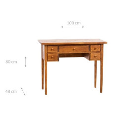 Writing desk in solid lime wood walnut finish by Biscottini.it 2