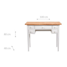 Writing desk in solid linden wood antiqued white structure natural finish by Biscottini.it 2