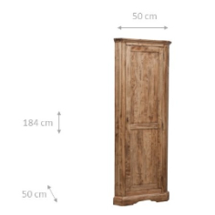 Angoliera Country in legno massello di tiglio finitura naturale 50x50x184 cm 2