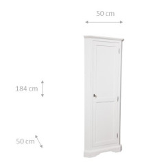 Móvel de canto campestre em madeira maciça de tília com acabamento branco antigo 50x50x184 cm 2