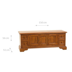 Mobile porta tv Country in legno massello di tiglio finitura noce 150x51x56 cm 2