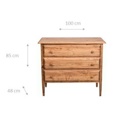 Comò Country in legno massello di tiglio finitura naturale 100x48x85 cm 2