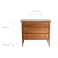 Comò Country in legno massello di tiglio finitura noce 100x48x85 cm 2