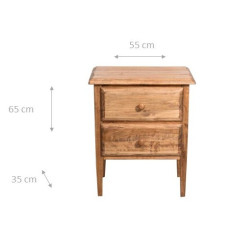Comodino Country in legno massello di tiglio finitura naturale 55x35x65 cm 2