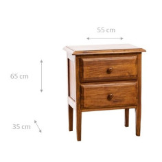 Comodino Country in legno massello di tiglio finitura noce 55x35x65 cm 2