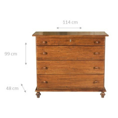 Comò Country in legno massello di tiglio finitura noce 114x49x99 cm 2