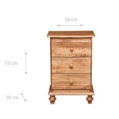 Comodino Country in legno massello di tiglio finitura naturale 50x35x75 cm 2