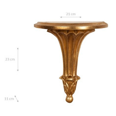 Mensola a muro in legno finitura foglia oro anticato Made in Italy L21xPR11xH23 cm - Biscottini.it 2