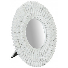 Specchiera da appoggio diam.21x3 cm finitura bianco anticato