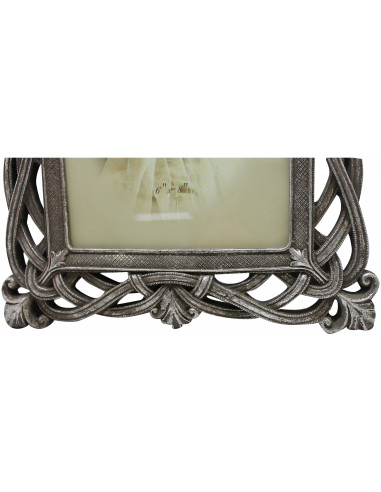 Portafoto da appoggio verticale/orizzontale in resina finitura argento anticata L25,5xPR2xH30,5 cm Portafoto da appoggio verticale/orizzontale in resina finitura argento anticata L25,5xPR2xH30,5 cm