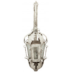 Lampada applique a muro elettrificata in ferro battuto finitura bianca anticata L32xPR42,5xH91 cm 2