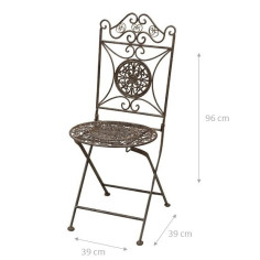 Cadeira de ferro forjado dobrável completo acabamento antiqued ferrugem diam.39x96 cm 2
