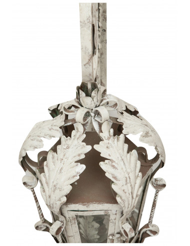 Lampada applique a muro elettrificata in ferro battuto finitura bianca anticata L32xPR42,5xH91 cm Lampada applique a muro elettrificata in ferro battuto finitura bianca anticata L32xPR42,5xH91 cm