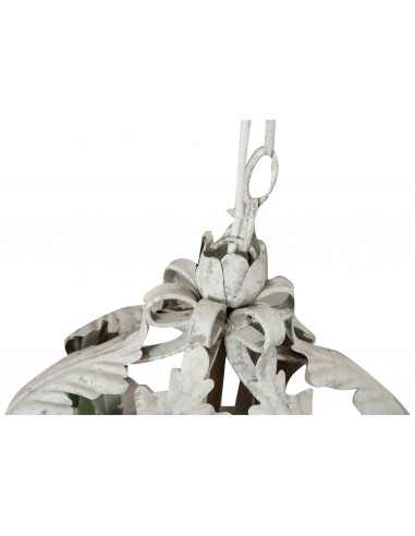 Lanterna a soffitto in ferro battuto finitura bianca anticata L30xPR24xH58 cm Lanterna a soffitto in ferro battuto finitura bianca anticata L30xPR24xH58 cm