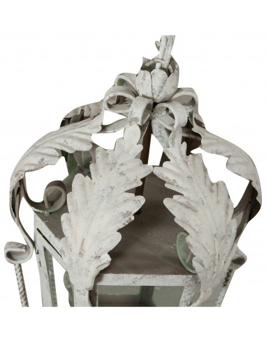 Lanterna a soffitto in ferro battuto finitura bianca anticata L30xPR24xH58 cm Lanterna a soffitto in ferro battuto finitura bianca anticata L30xPR24xH58 cm