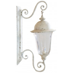 Lampada applique a muro elettrificata in ferro battuto finitura bianca anticata L28xPR20xH54,5 cm - Biscottini.it 2