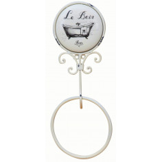 Portasciugamani da muro "Le Bain" in ferro battuto finitura Shabby 16x9,5x37 cm