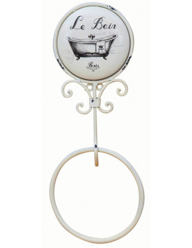 Portasciugamani da muro "Le Bain" in ferro battuto finitura Shabby 16x9,5x37 cm