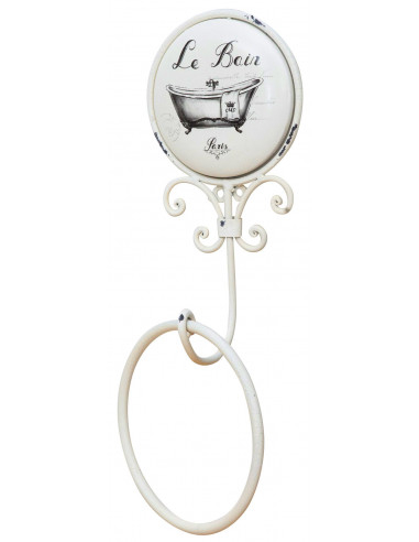 Portasciugamani da muro "Le Bain" in ferro battuto finitura Shabby 16x9,5x37 cm Portasciugamani da muro "Le Bain" in ferro battuto finitura Shabby 16x9,5x37 cm