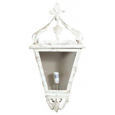 Lampada applique a muro elettrificata in ferro battuto finitura bianca anticata L28xPR16,5xH61,5 cm 2