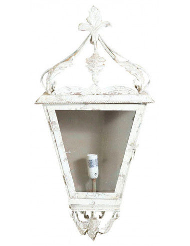 Arandela eletrificada em ferro forjado com acabamento branco antigo L28xDP16,5xH61,5 cm Arandela eletrificada em ferro forjado com acabamento branco antigo L28xDP16,5xH61,5 cm