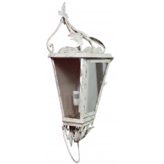 Arandela eletrificada em ferro forjado com acabamento branco antigo L28xDP16,5xH61,5 cm