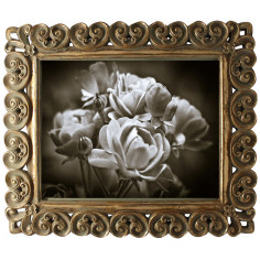 Moldura fotográfica independente vertical/horizontal em resina com acabamento em ouro antigo W30xDP2xH35 cm 2