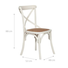 Sedia Thonet in massello di frassino e seduta rattan finitura bianca anticata 46x42x86 cm 2