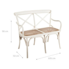 Sofá de dois lugares tipo Thonet, acabamento branco antigo L91XDP40XH88 cm 2