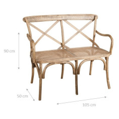 Divanetto due posti tipo thonet finitura noce chiaro L91XPR40XH88 cm 2