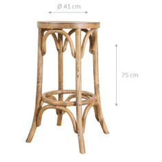 Banqueta tipo Thonet em freixo maciço com acabamento em nogueira clara antiga Diam.39XH75 cm 2
