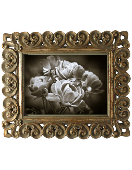Portafoto da appoggio verticale/orizzontale in resina finitura oro anticata L25xPR2xH30 cm