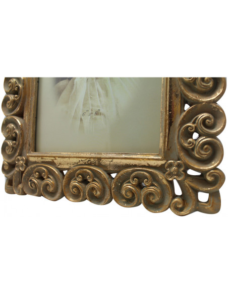 Portafoto da appoggio verticale/orizzontale in resina finitura oro anticata L25xPR2xH30 cm